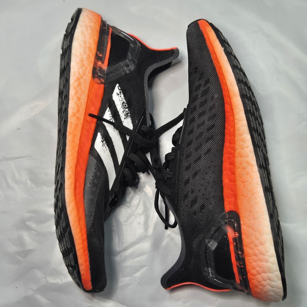 Adidas Ultraboost 20 Core Black Solar Orange Running Shoes EG0419 Womens 6